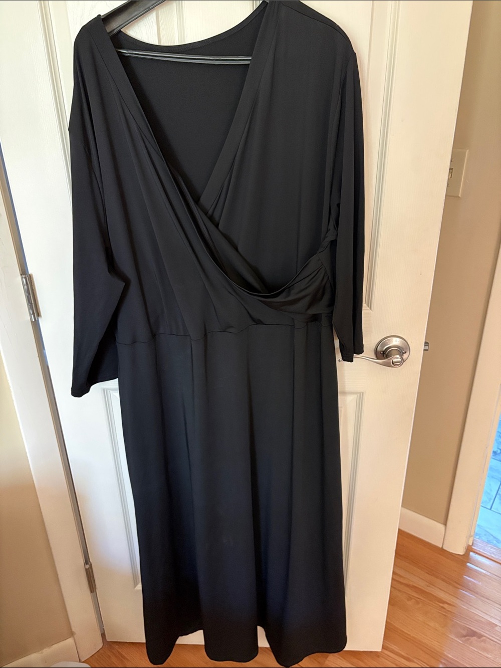 Black Wrap-Front Women’s Dress